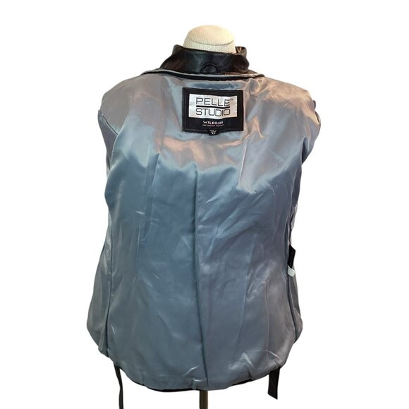 Pelle Studio Wilsons Belted Fitted Leather Jacket Womens XS Black Full zip Closu - Picture 9 of 13